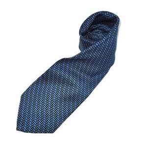 Cable & Co Mens‎ Silk Neck Tie Blue/Black Print Made in Italy